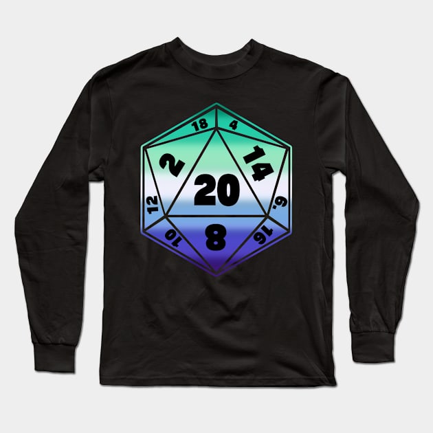 D20 Pride Flag Dice Long Sleeve T-Shirt by TheQueerPotato